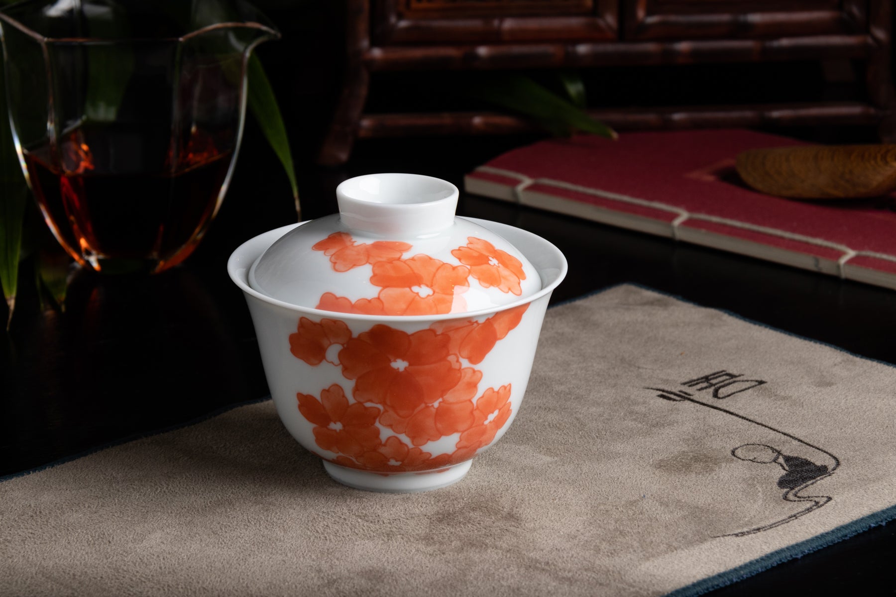 Red Begonia Gaiwan 手绘二才盖碗