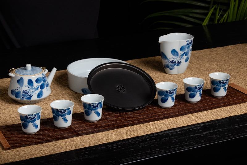 Qinghua Persimmon Tea Set 手绘青花柿子提梁壶茶具套装