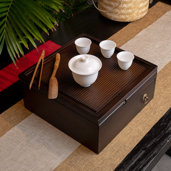 Square Dynasty Tea Tray 胡桃色竹制收纳盒茶盘-四方– Treasure 